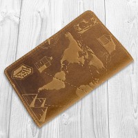 Обложка-органайзер для документов из кожи HiArt 7 wonders of the world PC-03-S17-1340-T002