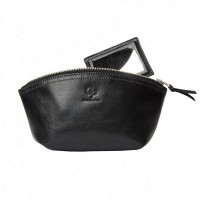 Женская кожаная косметичка Grande Pelle 805610 глянцевая кожа черная