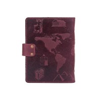 Кожаный картхолдер Hi Art «7 wonders of the world» CH-06 Shabby Plum