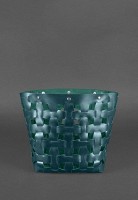 Кожаная плетеная женская сумка BlankNote Пазл L зеленая Krast - BN-BAG-33-MALACHITE
