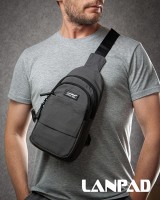 Мужская тканевая сумка-слинг Lanpad A4157 grey бол