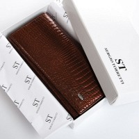 Женский кожаный лаковый кошелек SERGIO TORRETTI FEW1-V-2 brown
