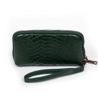 Женская кожаная косметичка Cosmetic 60095-5 d.green