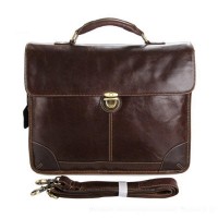 Мужской кожаный коричневый портфель John McDee jd7091c