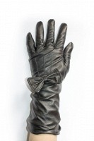 Женские черные кожаные длинные перчатки Shust Gloves