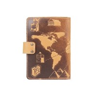 Обложка для паспорта из кожи Hi Art «7 wonders of the world» PB-02/1 Shabby Honey