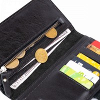 Женский кожаный кошелек GRANDE PELLE 11324 Черный