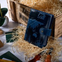 Кожаный картхолдер Hi Art «7 wonders of the world» CH-06 Crystal Blue