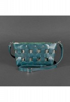 Кожаная плетеная женская сумка BlankNote Пазл S зеленая Krast BN-BAG-31-MALACHITE