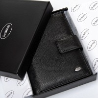Мужской кожаный кошелек с правником DR. BOND M1CK black