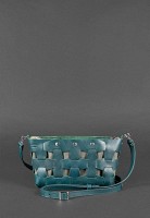 Кожаная плетеная женская сумка BlankNote Пазл S зеленая Krast BN-BAG-31-MALACHITE