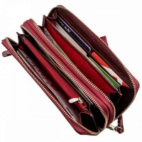 Женский бордовый кошелёк из натуральной лаковой кожи ST Leather 18907