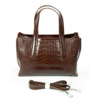 Женская кожаная сумка ALEX RAI 8815 brown croco