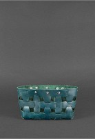 Кожаная плетеная женская сумка BlankNote Пазл S зеленая Krast BN-BAG-31-MALACHITE