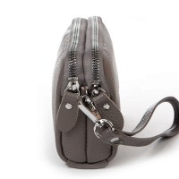 Женская кожаная косметичка Cosmetic 6002-A grey