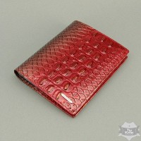 Кожаная женская красная визитница lk-47568a