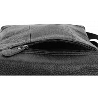 Мужская чёрная кожаная сумка Borsa Leather 1t8153m-black