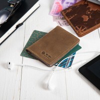 Обложка для документов из кожи HiArt AD-03 Shabby Shabby Olive