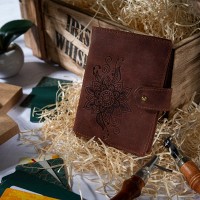 Кожаный картхолдер Hi Art «Mehendi Classic» CH-06 Shabby Сognac