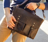 Кожаный мужской коричневый портфель TARWA rс-3960-4lx