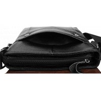 Мужская чёрная кожаная сумка Borsa Leather 1t8153m-black