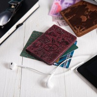 Обложка для документов из кожи HiArt AD-03 Shabby Plum Let's Go Travel