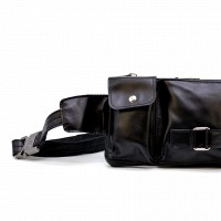 Кожаная мужская черная сумка на пояс TARWA ga-8135-3 md