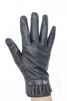 Черные женские перчатки из натуральной кожи Shust Gloves
