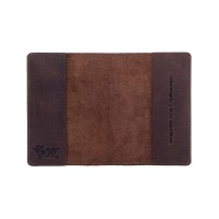 Обложка для паспорта из кожи HiArt PC-01 Shabby Gavana Brown World Map