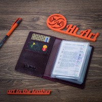 Обложка-органайзер для документов из кожи HiArt AD-01 7 Wonders of the World темно-фиолетовый