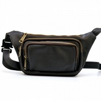 Кожаная темно-коричневая сумка на пояс TARWA gc-8179-3md