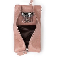 Женская кожаная косметичка-клюлчница Cosmetic bag 6001-A pink
