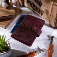 Обложка для паспорта из кожи Hi Art «Mehendi Classic» PB-02/1 Shabby Plum
