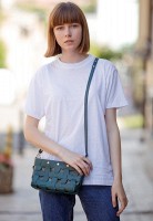 Кожаная плетеная женская сумка BlankNote Пазл S зеленая Krast BN-BAG-31-MALACHITE