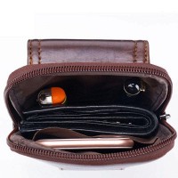 Кожаная коричневая сумка на пояс для смартфона Bull t1398