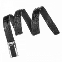 Мужской кожаный ремень CROCODILE LEATHER 18010 Черный