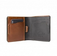 Мужское кожаное портмоне Grande Pelle 550623 глянцевая кожа коньяк