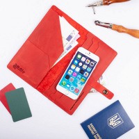 Тревел-кейс из кожи Hi Art TC-01 Shabby Red Berry Mehendi Art