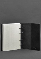Кожаный блокнот на кольцах (софт-бук) BlankNote 9.0 с твердой угольно-черной обложкой - BN-SB-9-HARD-YGOL 