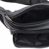 Мужская кожаная сумка на пояс Borsa Leather 1t166m-black