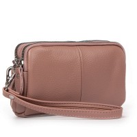 Женская кожаная косметичка Cosmetic 6002-A pink