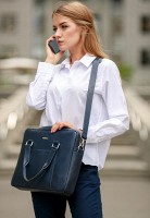 Кожаная сумка для ноутбука и документов BlankNote темно-синяя BN-BAG-37-NAVY-BLUE