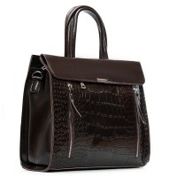 Женская кожаная сумка классическая ALEX RAI 5052 brown croco