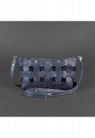Кожаная плетеная женская сумка BlankNote Пазл S синяя Crazy Horse BN-BAG-31-NN