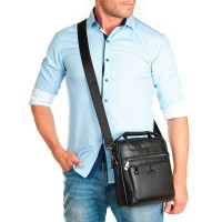 Мужская кожаная сумка через плечо BRETTON 2038-4-L black