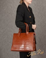 Женская кожаная сумка ALEX RAI 1561 soil yellow croco