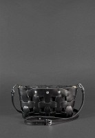 Кожаная плетеная женская сумка BlankNote Пазл S угольно-черная BN-BAG-31-YGOL