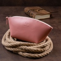 Женская кожаная косметичка Amelin GRANDE PELLE 11299 Пудровая