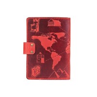 Обложка для паспорта из кожи Hi Art «7 wonders of the world» PB-02/1 Shabby Red Berry