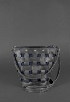 Кожаная плетеная женская сумка BlankNote Пазл M черная Crazy Horse BN-BAG-32-G-KR